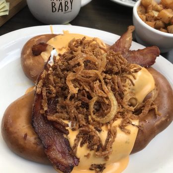 Hash Kitchen - Eggs Benedict on a Pretzel. So AMAZING! - Breakfast & Brunch Near Me - Chandler, Arizona