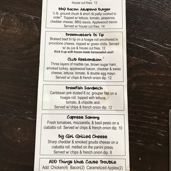 Restoration Brew Worx - Food menu - Breweries Near Me - Delaware, Ohio