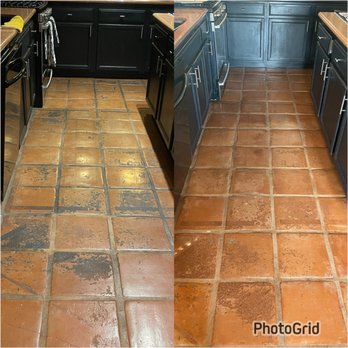Unique Touch Cleaning And Restoration - Before and after side by side of the kitchen area. - Carpet Cleaning Near Me - Palm Desert, California