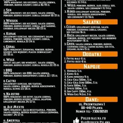 Barburger - Ulotka z menu - bardzo ciekawe kompozycje!
