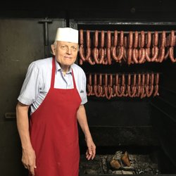Azman Quality Meats - Bill showing us the smoker