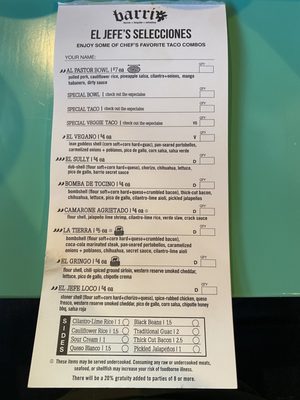 Menu photo 5 Barrio Tacos Columbus, OH