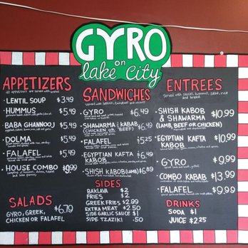 Gyro on Lake City - Menu as of 3/24/2018 - Middle Eastern Near Me - Seattle, Washington