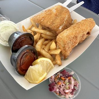 The Little Fleet - Fish and chips from Juicy Oistre food truck. - Bars Near Me - Traverse City, Michigan