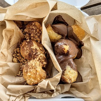 Cafe Neo - Traditional (Honey, Cinnamon, Walnut and Powdered Sugar) and Nutella Loukoumades at Cafe Neo - Donuts Near Me - Cambridge City, Indiana Cafe Neo - Traditional (Honey, Cinnamon, Walnut and Powdered Sugar) and Nutella Loukoumades at Cafe Neo - Donuts Near Me - Cambridge City, Indiana