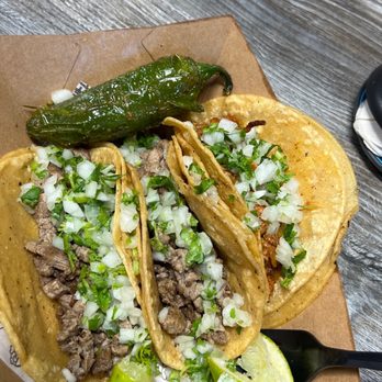 La Bufadora Baja Grill - two Carne Asada taco and one El pastor. worth every penny - Mexican Near Me - Montclair, California