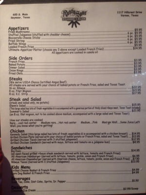 Menu photo 3 Rusty Spur Saloon Seymour, TX Menu photo 3 Rusty Spur Saloon Seymour, TX