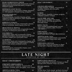 La Chiflada NJ - HAPPY HOUR & LATE NIGHT MENUE\
