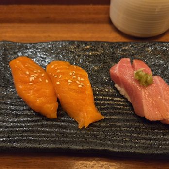 Omakase Kyara Sake Bar - Two orders of King Salmon ($4.50), one order of O Toro ($7.00) - Japanese Near Me - Las Vegas, Nevada Omakase Kyara Sake Bar - Two orders of King Salmon ($4.50), one order of O Toro ($7.00) - Japanese Near Me - Las Vegas, Nevada