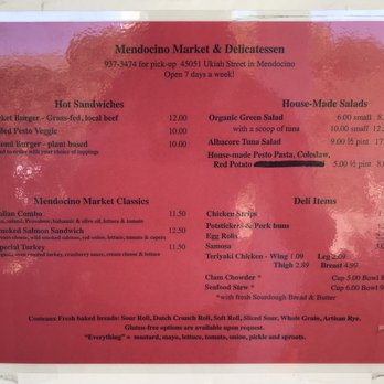 Mendocino Market - Menu - Grocery Near Me - Mendocino, California