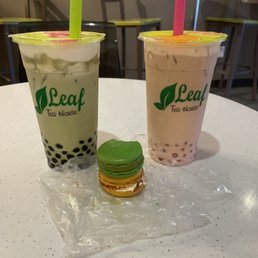 Macha milk tea and Rose milk tea bubble tea. Macha and creme Brulé Macha milk tea and Rose milk tea bubble tea. Macha and creme Brulé