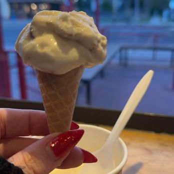 Nuggs Ice Cream - Mini cone made by me... the actual scoop is generous - Ice Cream & Frozen Yogurt Near Me - Denver, Colorado