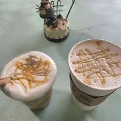 Hot and cold caramel macchiato!
