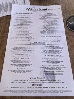 Menu photo 7 The Waterfront Restaurant Anna Maria, FL Menu photo 7 The Waterfront Restaurant Anna Maria, FL
