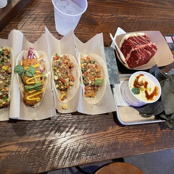 Velvet Taco - #17 Mexi-Cali Shrimp #16 Fish n' Chips #12 Slow-Roasted Angus Brisket #6 Falafel Queso Blanco and Red Velvet Cake - New American Near Me - Tulsa, Oklahoma Velvet Taco - #17 Mexi-Cali Shrimp #16 Fish n' Chips #12 Slow-Roasted Angus Brisket #6 Falafel Queso Blanco and Red Velvet Cake - New American Near Me - Tulsa, Oklahoma