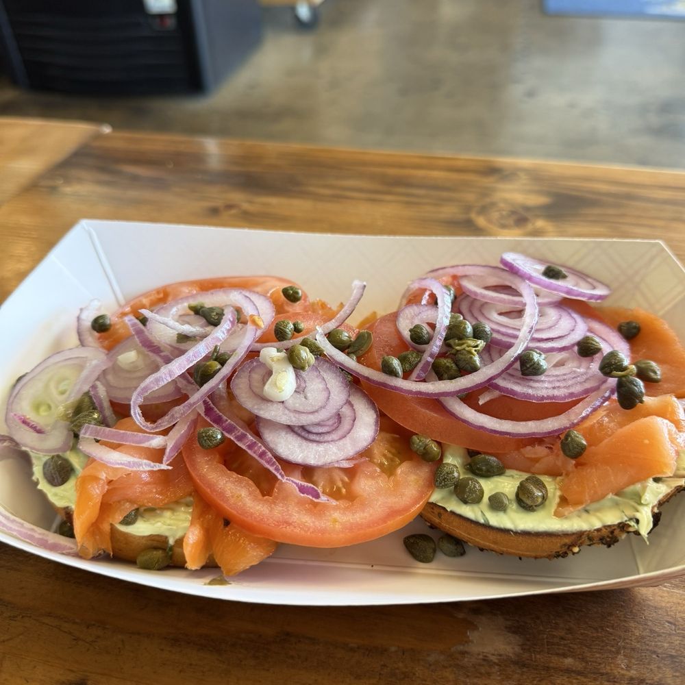 The Bagel Shack - Lox on everything bagel with chive cream cheese - Bagels Near Me - Dana Point, California The Bagel Shack - Lox on everything bagel with chive cream cheese - Bagels Near Me - Dana Point, California
