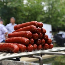 Evergood Sausage Company - Hot Links on the bbq!