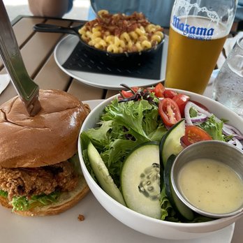 Mazama Brewing - Fried Chicken sandwich with side salad, Bacon Mac & Cheese and Juicy IPA for the hubby - Brewpubs Near Me - Hillsboro, Oregon Mazama Brewing - Fried Chicken sandwich with side salad, Bacon Mac & Cheese and Juicy IPA for the hubby - Brewpubs Near Me - Hillsboro, Oregon