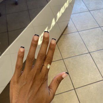 Glamour Nail Spa - (Gel) Black French tip with acrylic overlay - Nail Salons Near Me - Los Angeles, California Glamour Nail Spa - (Gel) Black French tip with acrylic overlay - Nail Salons Near Me - Los Angeles, California