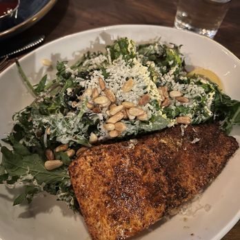 Eureka! - Kale Caesar salad with blackened salmon - American Near Me - Aliso Viejo, California Eureka! - Kale Caesar salad with blackened salmon - American Near Me - Aliso Viejo, California