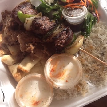 Mediterranean Cafe - I think the gyros plate? Gyros, beef kebab, pita, Greek salad, rice, tzatziki...bad pic, amazing taste!!!!! - Greek Near Me - San Diego, California Mediterranean Cafe - I think the gyros plate? Gyros, beef kebab, pita, Greek salad, rice, tzatziki...bad pic, amazing taste!!!!! - Greek Near Me - San Diego, California