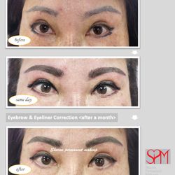 Sharon Permanent Makeup - Buena Park - Eyebrow and Eyeliner Tattoo Correction - after a month