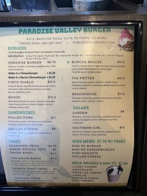Menu photo 3 Paradise Valley Burger Tempe, AZ