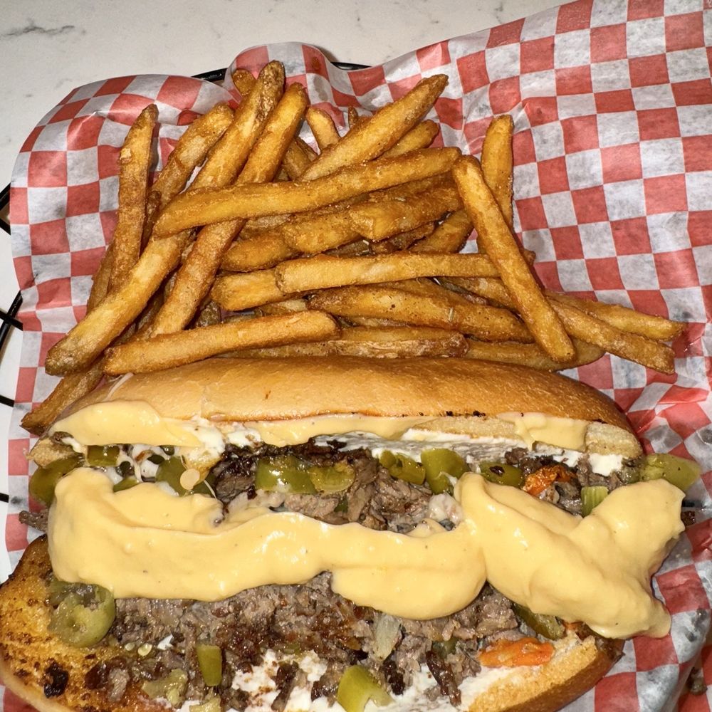 Bomb Sandwich with beef and fries