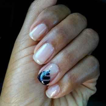 Pearl Nails and Spa - Design OK but she really tried her best. Black tip too wide & pink chevron pattern too light. I'm still satisfied - Nail Salons Near Me - Long Beach, California