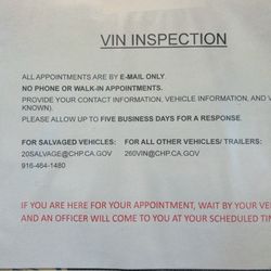 East Sacramento CHP Office - Posted information about waiting at curb