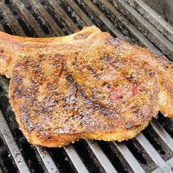 Country Corner Meat Market - Over a 20 ounce steak, for $20 cut on the lean side with great marbling. Great cut of meat from Kendrick. Thanks buddy!