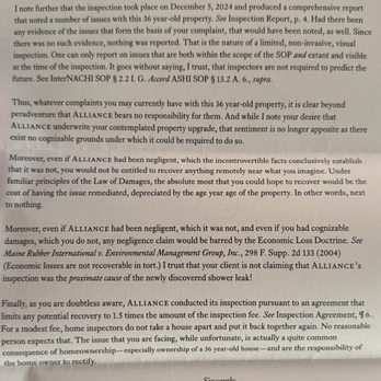Alliance Home Inspections - First letter from their attorney - Home Inspectors Near Me Alliance Home Inspections - First letter from their attorney - Home Inspectors Near Me