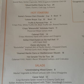 Scoma's Restaurant - Menu, 4.10.16 - Seafood Near Me - San Francisco, California