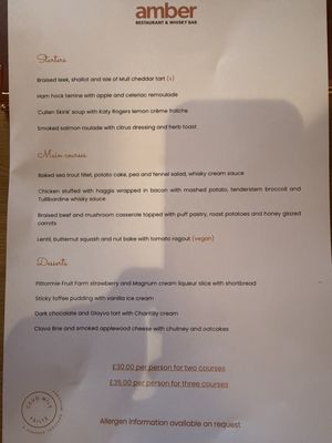 Menu photo 1 Amber Restaurant Edinburgh, EDH