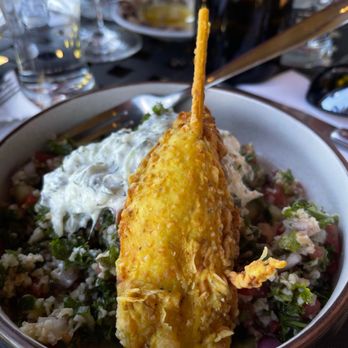 Brooks Wine - Tabbouleh with crispy curry chicken - Wineries Near Me - Amity, Oregon