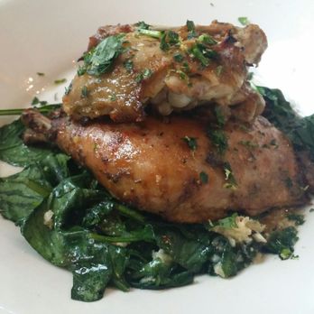 Whiskey Cake Kitchen & Bar - Half bird w/sautéed Spinach. Order it! Seriously! - New American Near Me - Katy, Texas Whiskey Cake Kitchen & Bar - Half bird w/sautéed Spinach. Order it! Seriously! - New American Near Me - Katy, Texas
