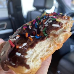 Nicola's Donut Shop - Chocolate frosted with sprinkle. Ps there is a $6 minimum for cards so expect to get at least 4 donuts :)