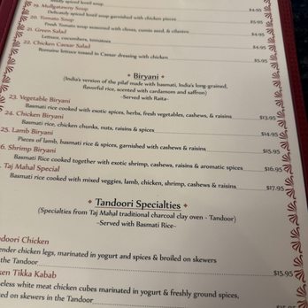 Taj Mahal - Menu as of 06/2026 - Indian Near Me - Springfield, Missouri Taj Mahal - Menu as of 06/2026 - Indian Near Me - Springfield, Missouri
