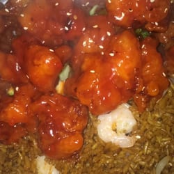 Sesame chicken shrimp fried rice combo