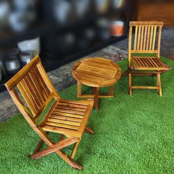 Hawaiian Discovery Furniture - Hanalei Wood Folding Chair Set w/ Side Table