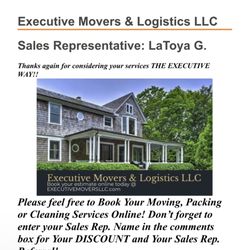 Executive Movers And Logistics - Sale Rep. LaToya G.