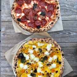 Bottom is pumpkin & Gorgonzola (Testo Pizza)