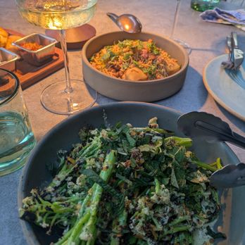 Valley Goat - cauliflower, and chickpea fritters with wine - New American Near Me - Sunnyvale, California