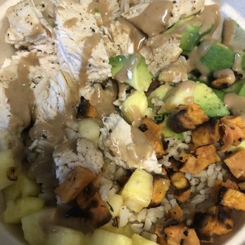 Bango - Build Your Own - pineapple sweet potatoe avocado chicken and brown rice base - Poke Near Me - Bay Shore, New York