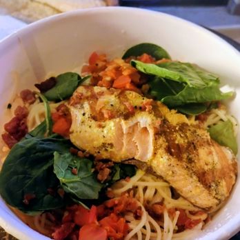 Piada Italian Street Food - Carbonara Pasta w/ Salmon - Italian Near Me - Euless, Texas Piada Italian Street Food - Carbonara Pasta w/ Salmon - Italian Near Me - Euless, Texas