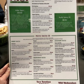 Pico's Tacos & Cerveza - menu 12/2022 - Mexican Near Me - Racine, Wisconsin
