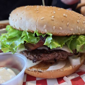 Victoria's Cafe - Close-up of bacon Swiss burger - Breakfast & Brunch Near Me - Vancouver, Washington Victoria's Cafe - Close-up of bacon Swiss burger - Breakfast & Brunch Near Me - Vancouver, Washington