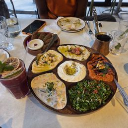 Platter, falafel & hibiscus mocktail.