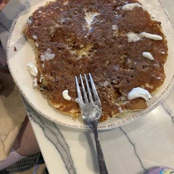 First Watch - Pecan pancake slightly nibbled by my wife - Breakfast & Brunch Near Me - Mansfield, Texas