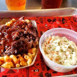District Smokehouse - BBQ Mac & Cheese with Brisket and Savanah Slaw